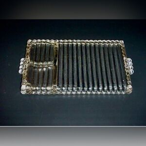 2 Vintage Hazel-Atlas Sip and Smoke Clear Glass Tays